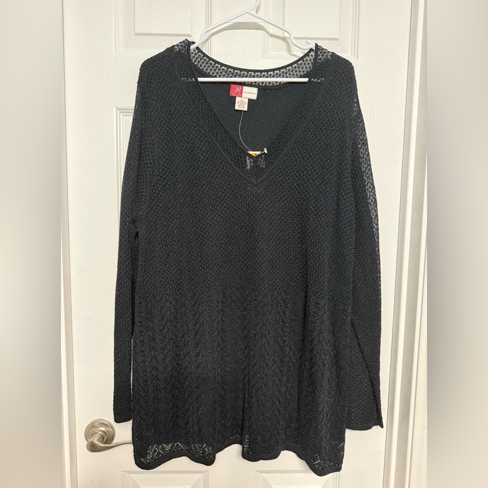 JM Collection Black V-Neck Knit Tunic